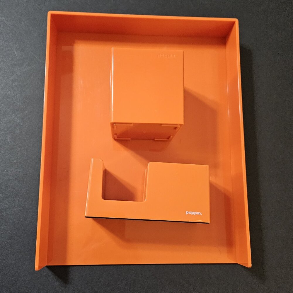 Poppin ORANGE Desk Accessories 3pc Set